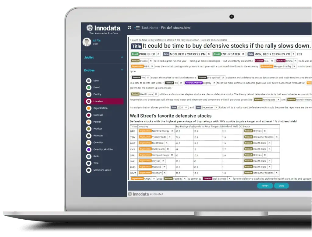 Text Annotation Platform by Innodata