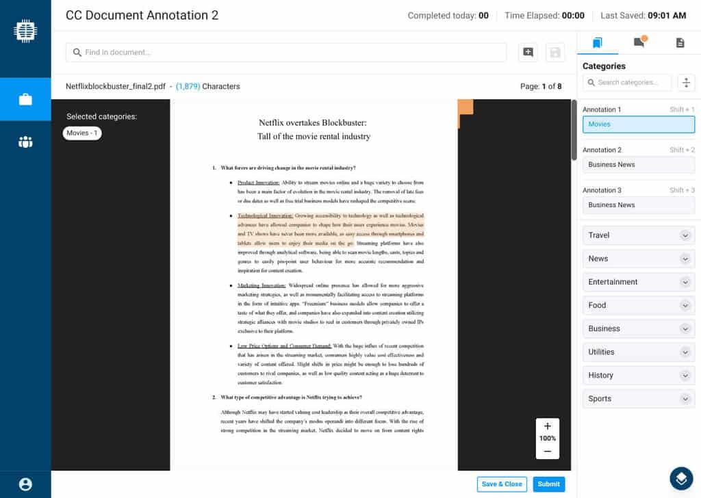 Document Classification by Innodata